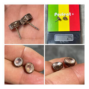 Clear Stone stud earrings in rose gold over sterling silver NV India 925 !!
